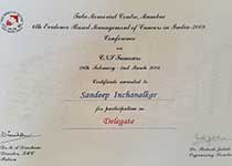 Certificate Of Dr. Sandeep Inchnalkar